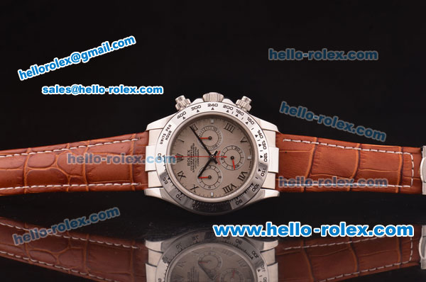 Rolex Daytona Swiss Valjoux 7750 Automatic Movement Steel Case with Grey Dial and Roman Numeral Markers - Click Image to Close